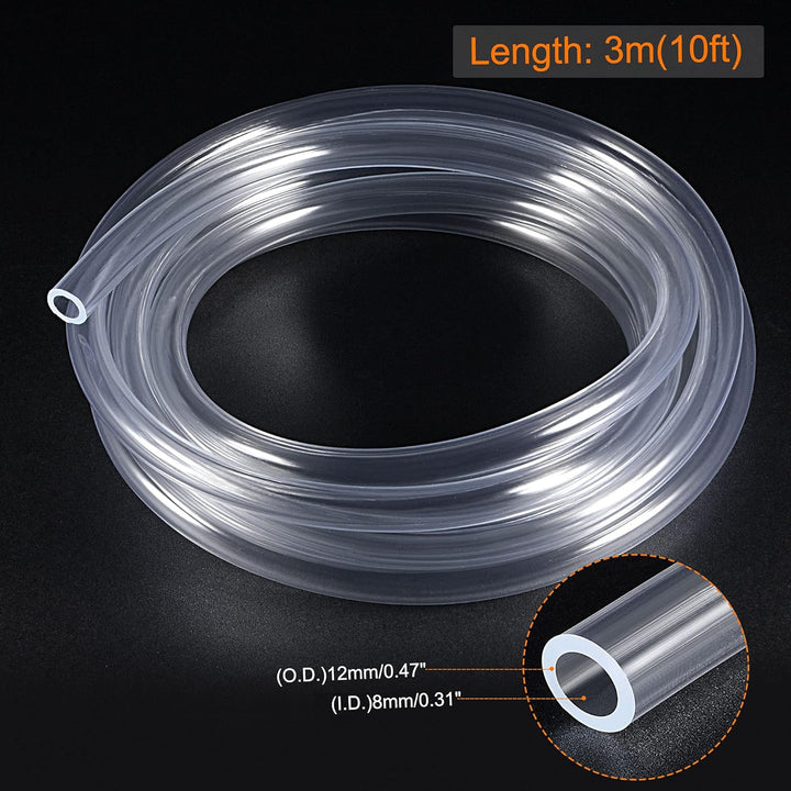 sourcing map PVC Transparenter Schlauch Vinylschlauch 8mm ID 12mm OD 10ft Flexibles Leichtgewicht fü