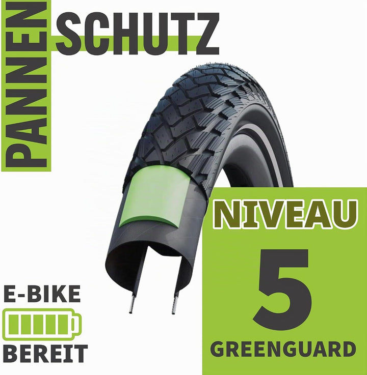 Schwalbe Fahrradreifen Green Marathon 28 Zoll – Verschiedene Grössen (37-622 bis 55-622) – Optional