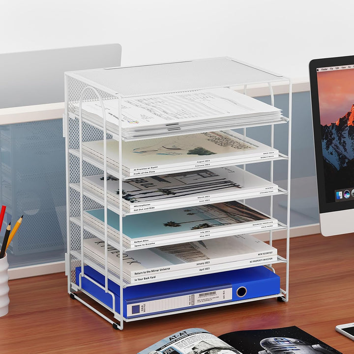 EasyPAG 6 Fächer A4 Metall Büro Schreibtisch Organizer Dokumentenhalter Aktenablage Zeitschriftenhal