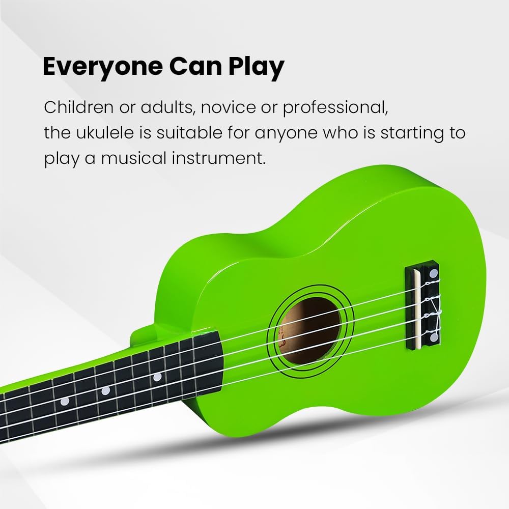 Winzz Sopran Ukulele Starter Kit für Anfänger mit Tasche, Clip-On Tuner, Zusätzlichen Saiten, Gurt,