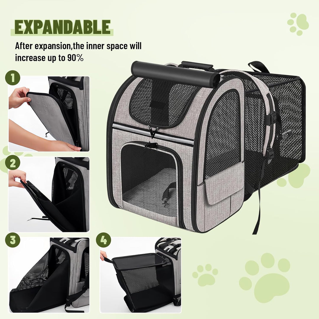 Hunderucksack Erweiterbar - Hunderucksack Bis 8kg, Faltbare Katzen Rucksack für Katzen Hunde mit Inn