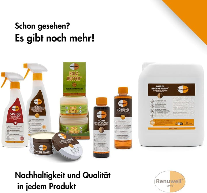 Renuwell Möbel Regenerator® Pflege Politur für helle/dunkle Möbel, 1 L 1 l (1er Pack), 1 l (1er Pack