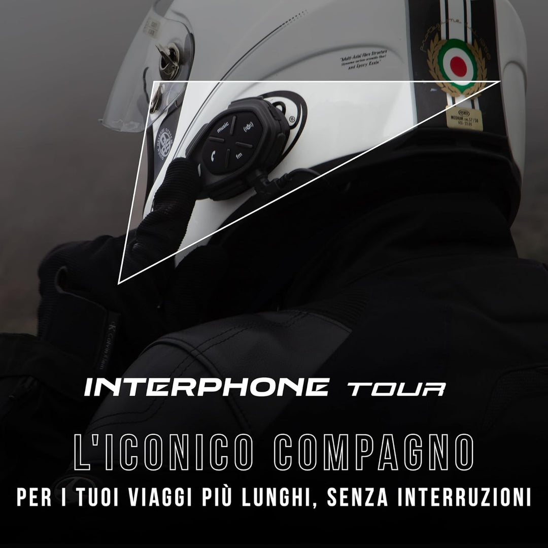 INTERPHONE Tour - Einzelpack - Bluetooth-Kommunikationssystem für Motorräder - Bis zu 4 Reiters, 1,5