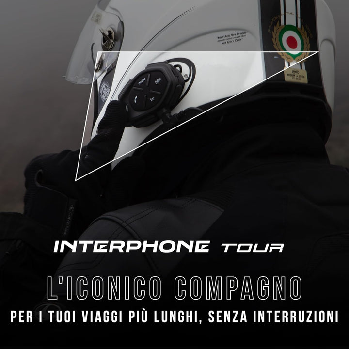 INTERPHONE Tour - Einzelpack - Bluetooth-Kommunikationssystem für Motorräder - Bis zu 4 Reiters, 1,5