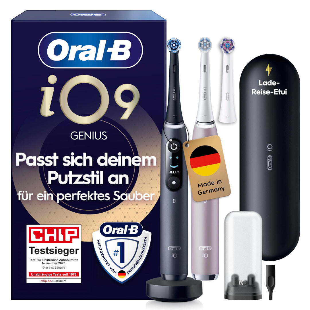 Oral-B iO Series 9 Elektrische Zahnbürste/Electric Toothbrush, Doppelpack +3 Aufsteckbürsten, 7 Putz