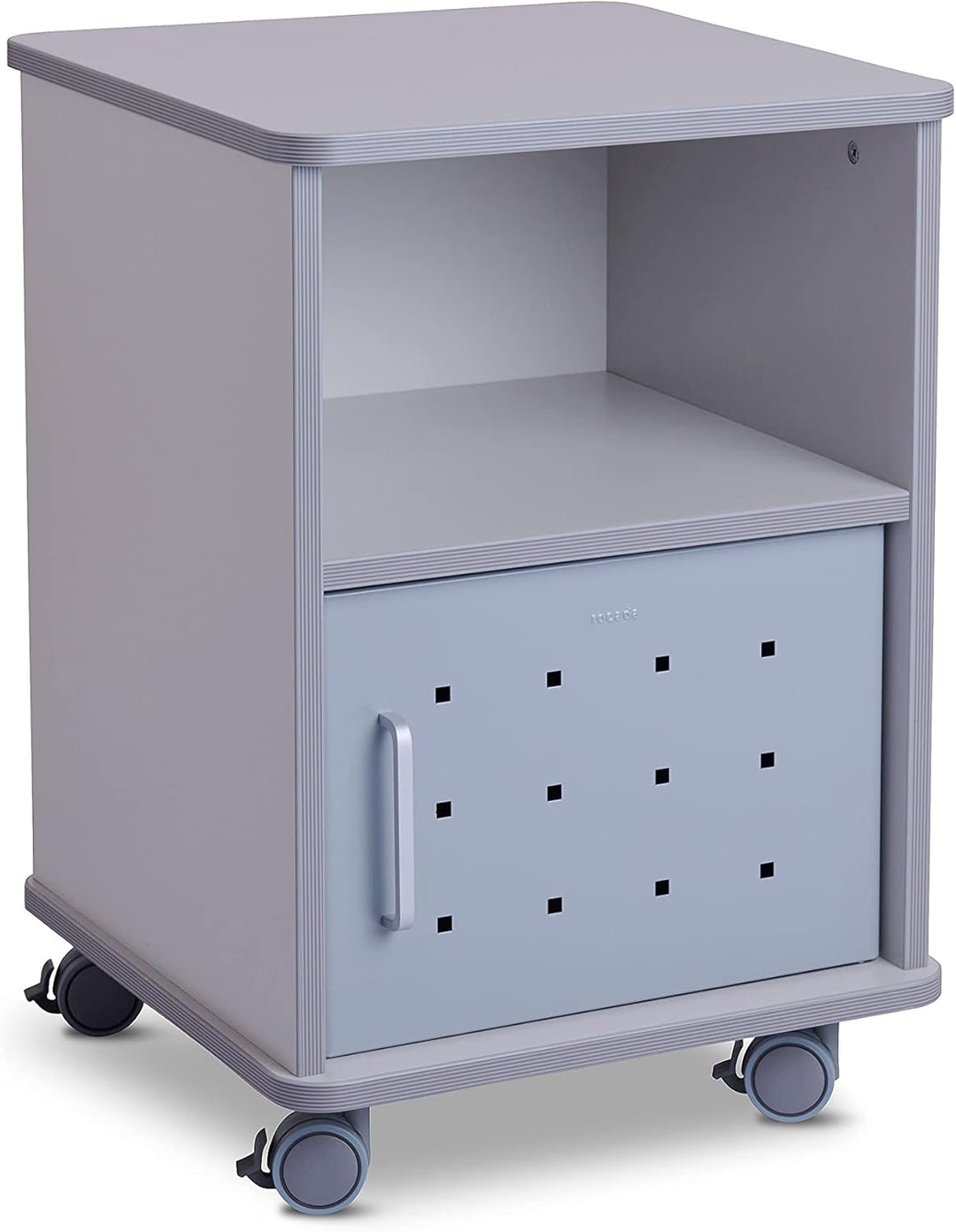 Rocada | Kleiner Druckertisch | Bürowagen mit Rollen | Rollcontainer mit 1 Regal und 1 Metalltür | E