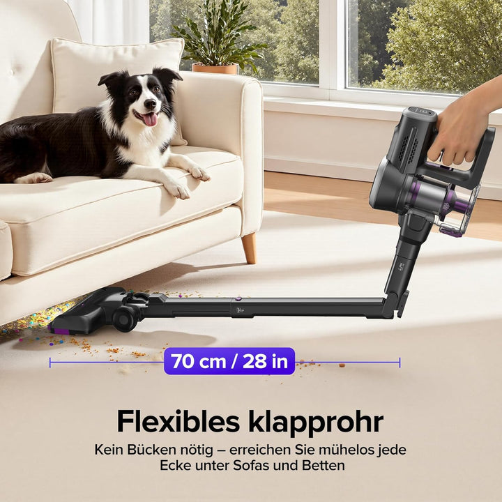 Lubluelu Kabelloser Akku Staubsauger 400W/45000Pa, bis zu 50 Min Laufzeit, Anti-Tangle-Bodenbürste,