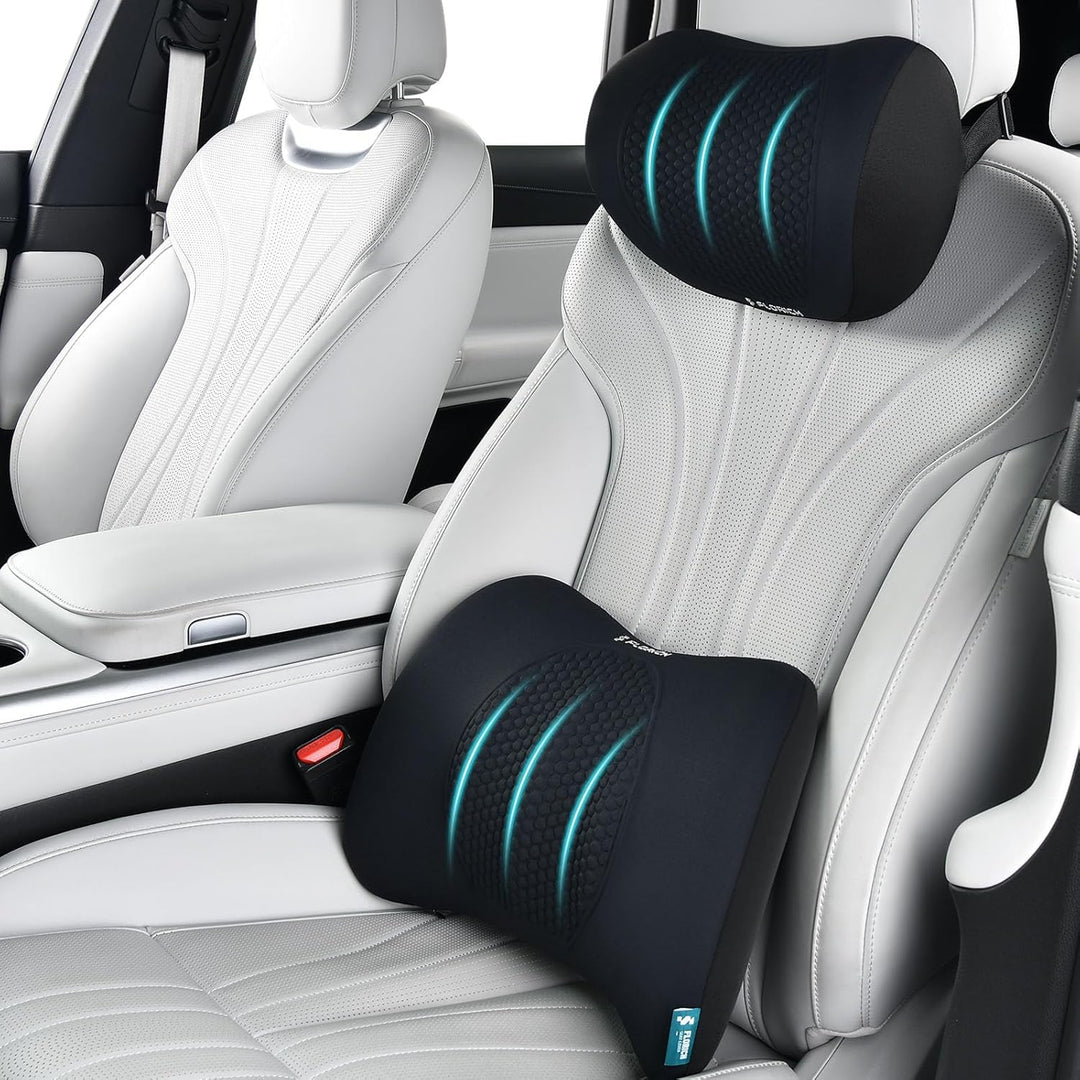 FLORICH Auto Sitzkissen und Lendenkissen Memory Foam Schreibtischstuhl Kissen Ergonomisches Sitzkiss