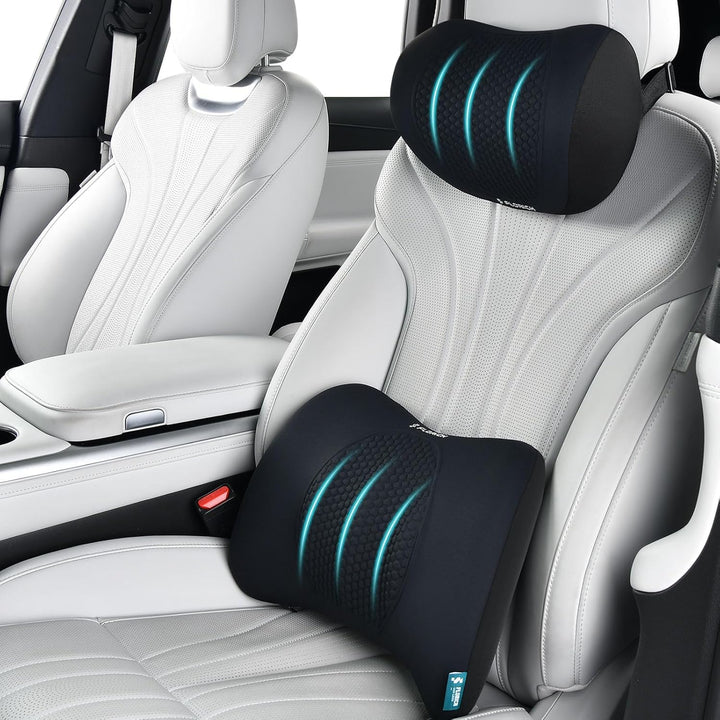 FLORICH Auto Sitzkissen und Lendenkissen Memory Foam Schreibtischstuhl Kissen Ergonomisches Sitzkiss