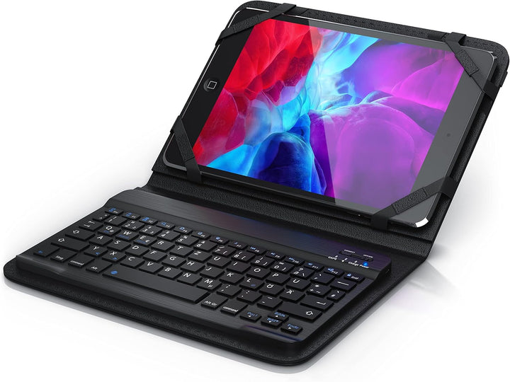 CSL - Bluetooth Slim Tastatur für Tablets 9-10 Zoll - für Apple iPad 2 3 4 UVM. inkl. Kunstledercase