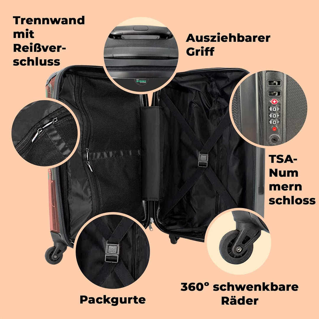 NoBoringSuitcases.com® Reisekoffer Kinder Mädchen Koffer Leicht Reisetrolley mit Rollen Gepäck Rosa