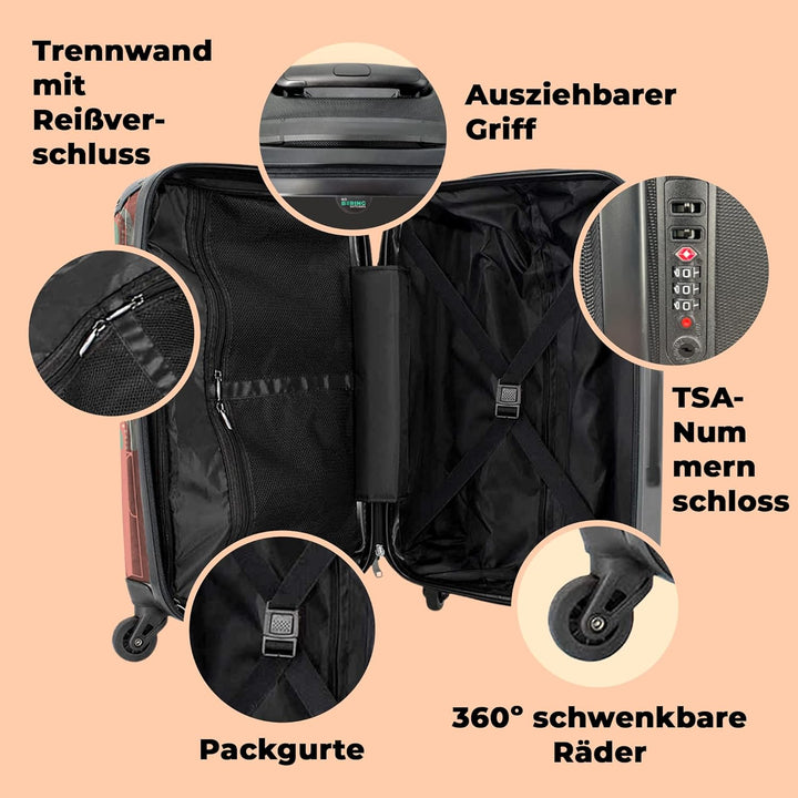 NoBoringSuitcases.com® Reisekoffer Kinder Mädchen Koffer Leicht Reisetrolley mit Rollen Gepäck Rosa