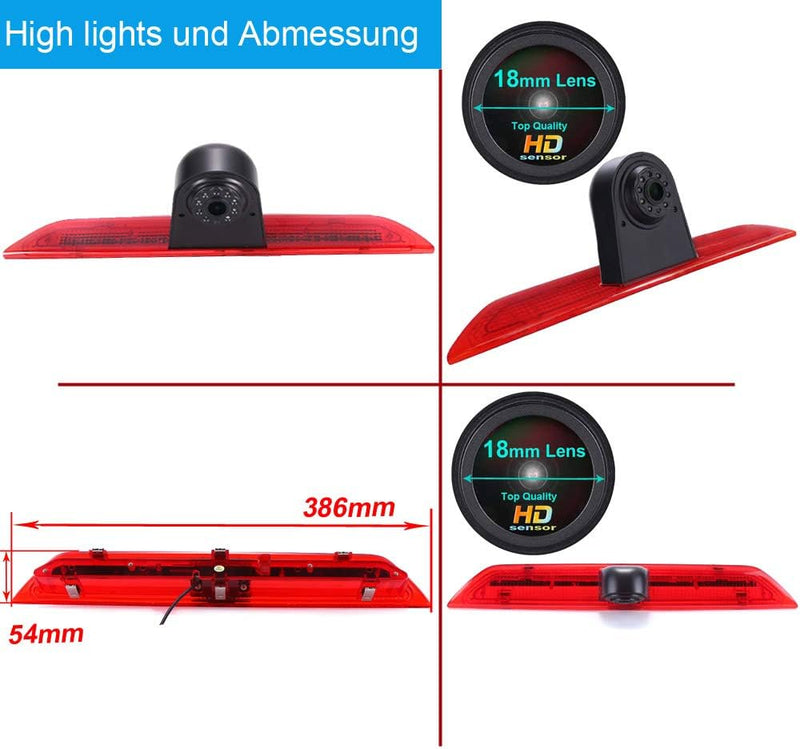 1280 x 720 Pixels Auto Top Mount Brake Bremsleuchte Kamera Bremslicht Rückfahrkamera für Ford Transi