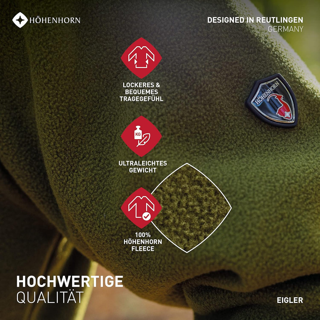 Höhenhorn Eigler Herren Fleece Jacke Full Zip Outdoor Wander Trekking, Grün