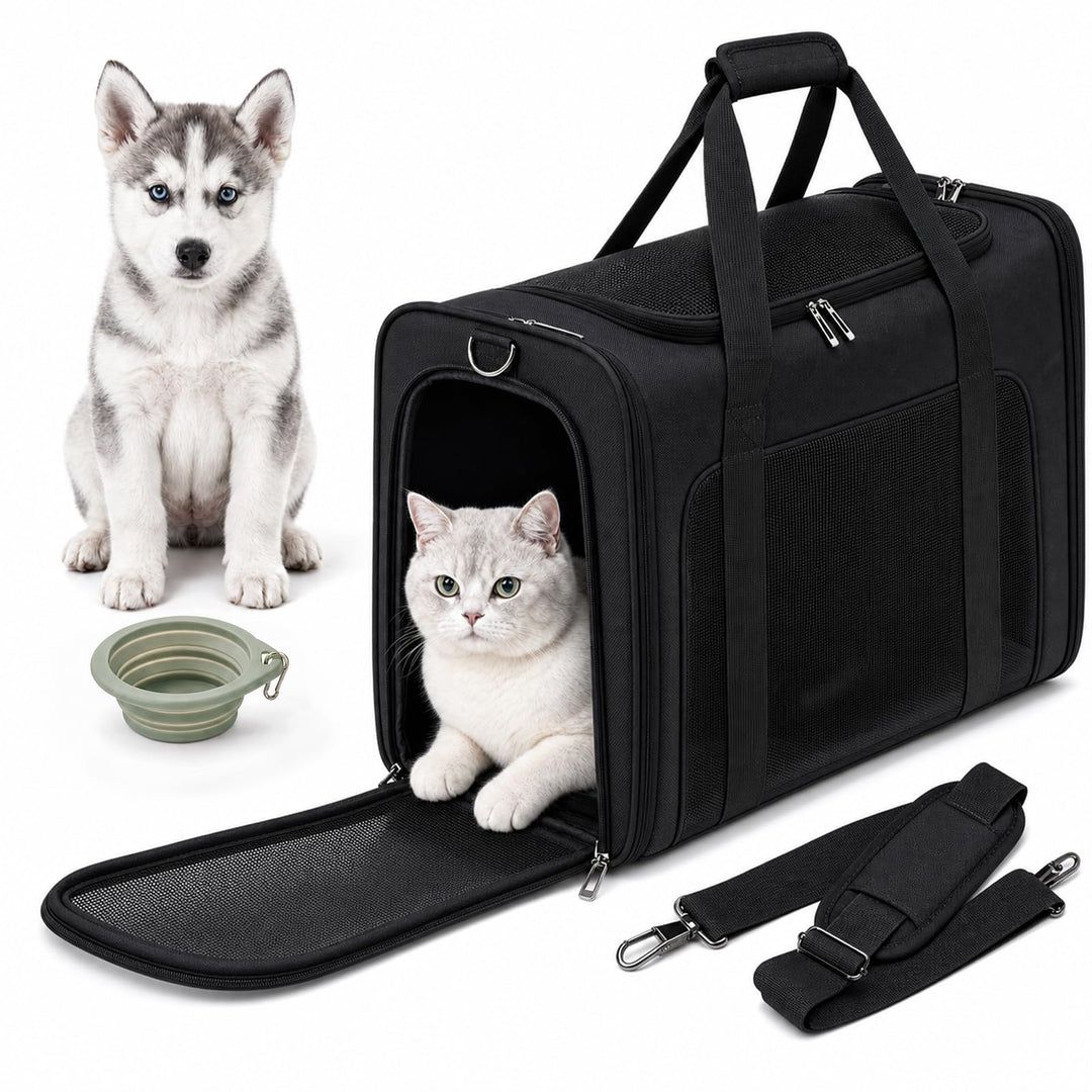 Hundetasche Flugzeug 55x40x23 Eurowings Lufthansa，Faltbare leichte Tragetasche mit Netzstoff Flugtas