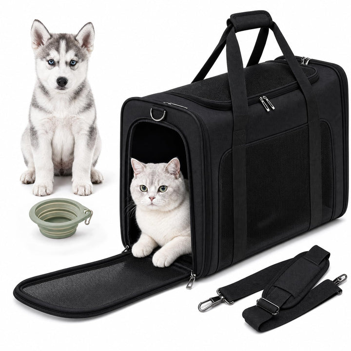 Hundetasche Flugzeug 55x40x23 Eurowings Lufthansa，Faltbare leichte Tragetasche mit Netzstoff Flugtas