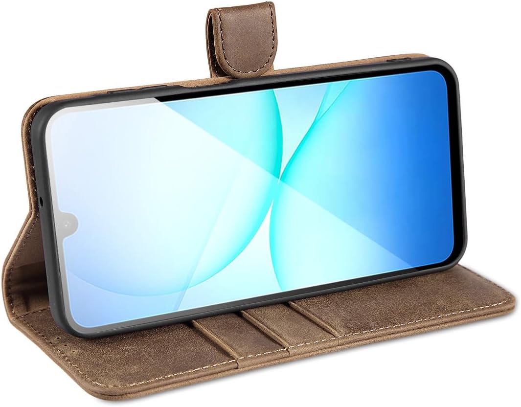 LENSUN Echtleder Handyhülle für Samsung Galaxy A17 5G, Handy-Schutz Hülle [RFID Kartenfach][Brieftas