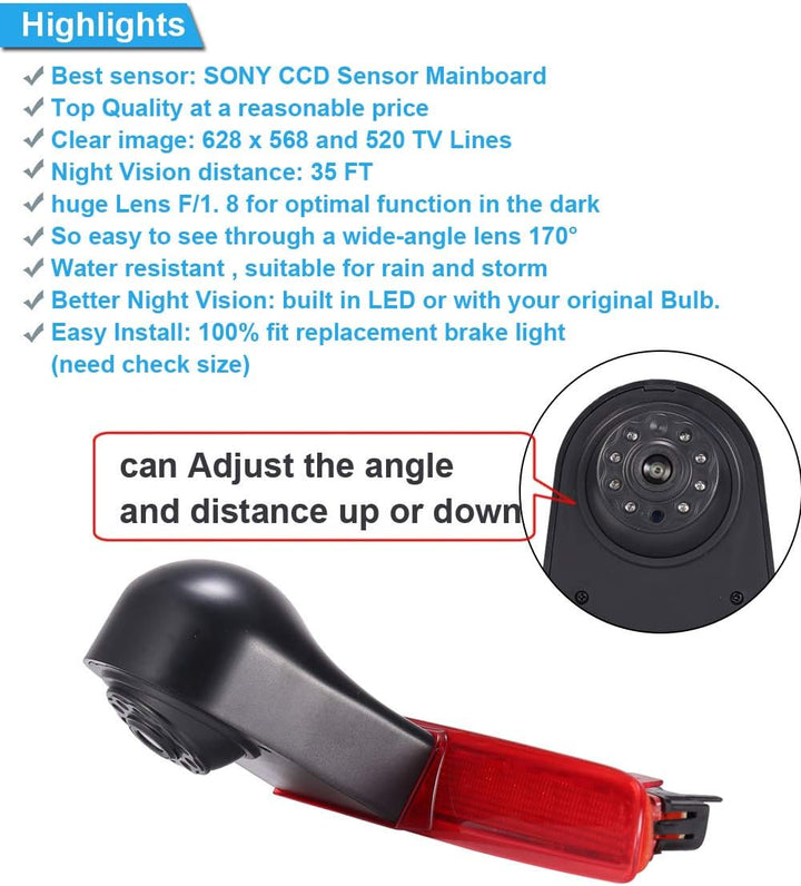 「12mm Objektiv CMOS Rückfahrkamera+ 4.3 Zoll TFT LCD Bildschirm Monitor」Bremsleuchte Auto Dach Rückf