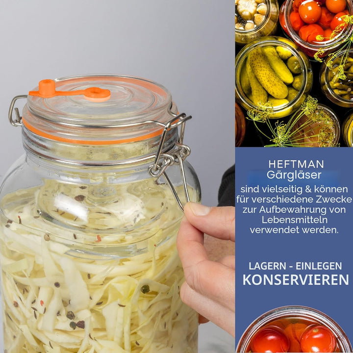 Gärglas mit Luftschleuse, 2 l, ideal für sichere Gärung, Silikondeckel und Gärgewichte, 2 Stück