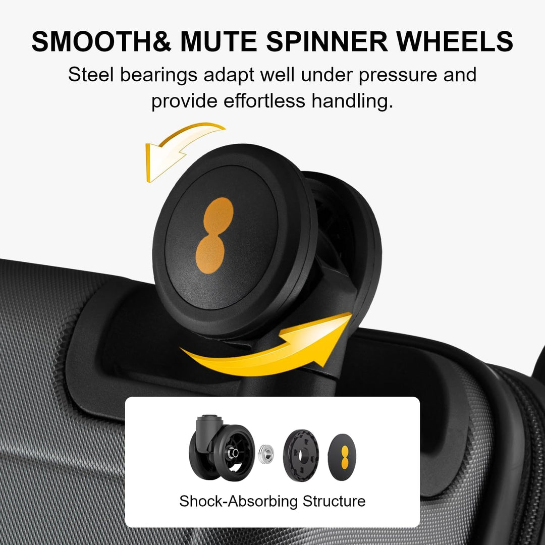 LEVEL8 Koffer Trolley, Rollkoffer Reisekoffer Hartschalen 4 Rollen, Spinner Handgepäck,TSA, 100% PC,