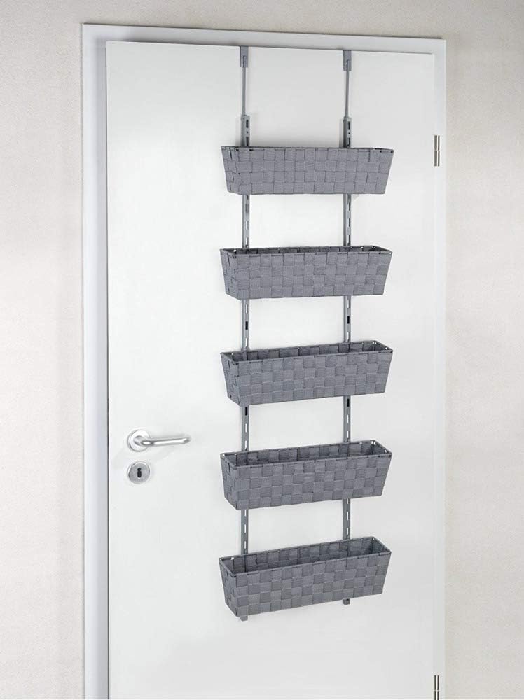 WENKO Türregal Adria 5 Etagen - Einhängeregal, 5 Etagen, pulverbeschichtetes Metall, 42 x 141 x 16 c