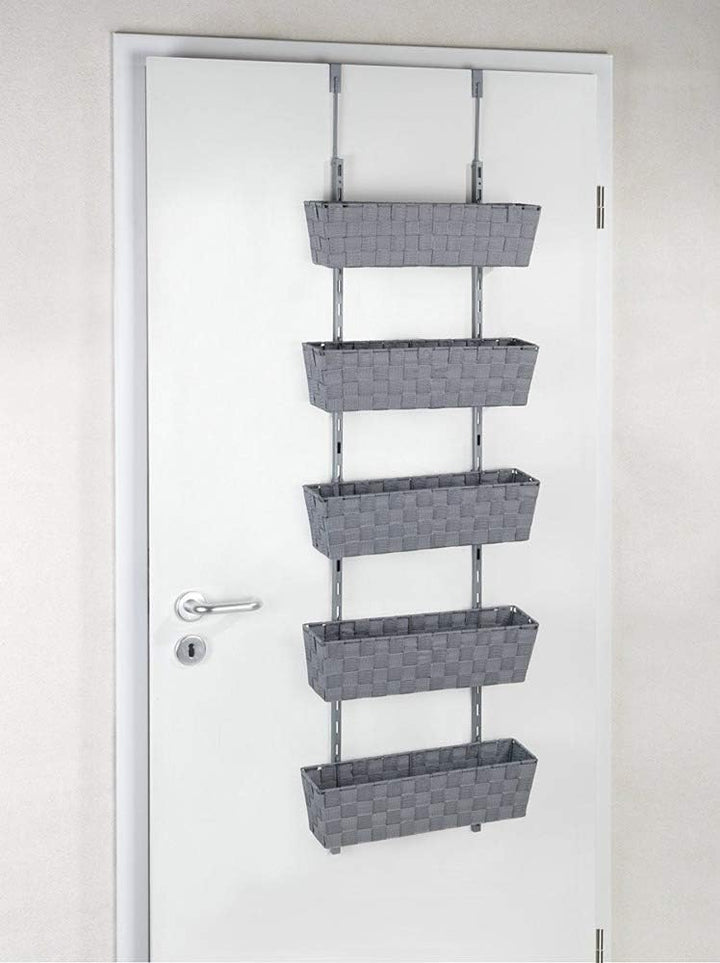 WENKO Türregal Adria 5 Etagen - Einhängeregal, 5 Etagen, pulverbeschichtetes Metall, 42 x 141 x 16 c