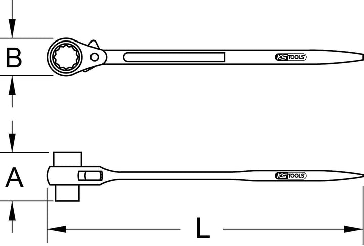 KS Tools 522.2427 Gerüstbauschlüssel, umschaltbar, 24x27mm