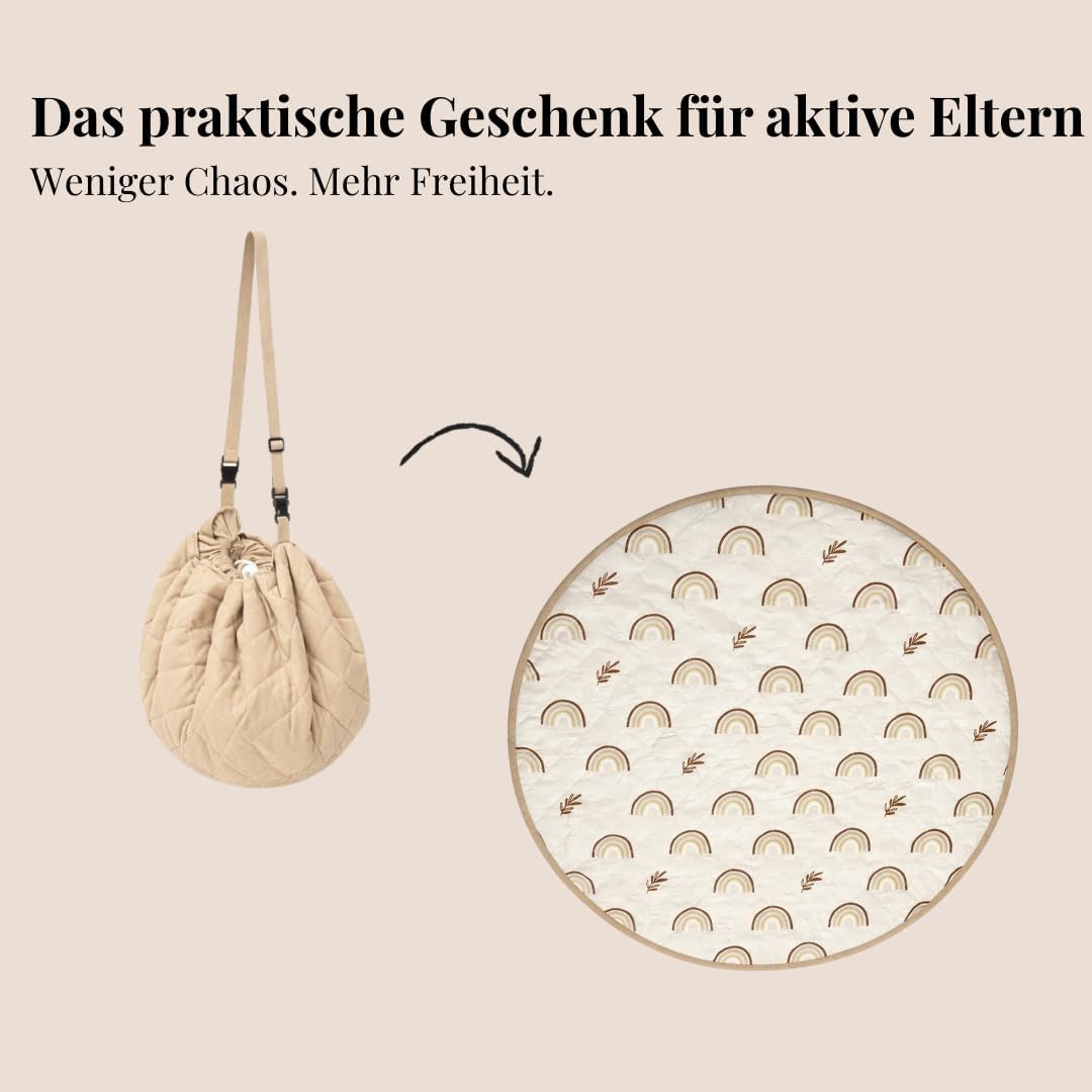 Krabbeldecke rund 110cm – Extra Weich, Dick Gepolstert, Waschbar, Schadstofffrei, Spieldecke für unt