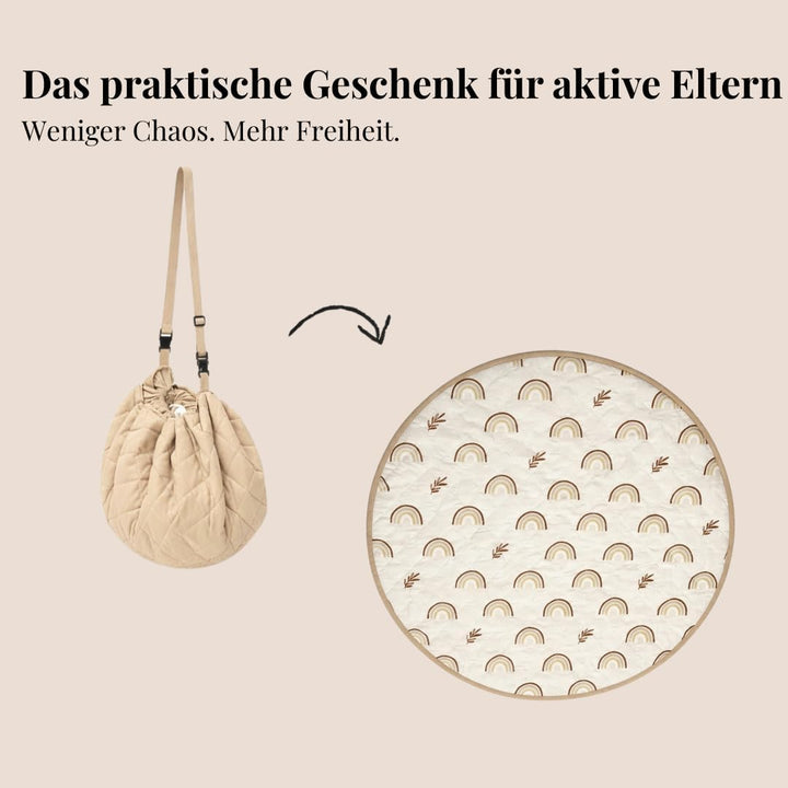 Krabbeldecke rund 110cm – Extra Weich, Dick Gepolstert, Waschbar, Schadstofffrei, Spieldecke für unt