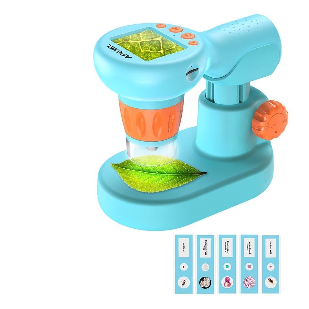 APEXEL Kinder Mikroskop, 800X HD Vergrösserung Digitales Mikroskop, 2" LCD Bildschirm Tragbares Mikr