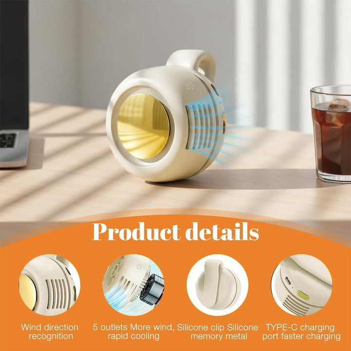Small Clip Fan, Portable Silent Mini Bladeless Fan Clip On, Tragbarer Clp Ventilator, 900mAh Taillen