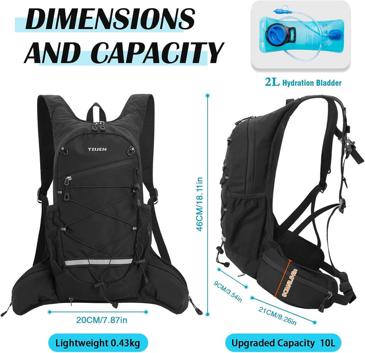 Trinkrucksack mit Trinkblase 2L Klein Laufrucksack Joggen für Damen Herren, Leichter Laufen Rucksack