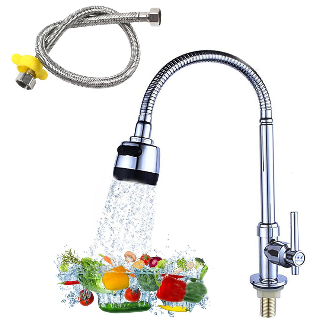 Wasserhahn Küche, Wasserhahn Kaltwasser mit 60cm Anschlussschlauch, Waschbecken Armaturen, Küche Spü