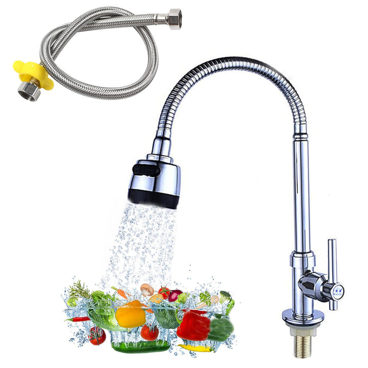 Wasserhahn Küche, Wasserhahn Kaltwasser mit 60cm Anschlussschlauch, Waschbecken Armaturen, Küche Spü