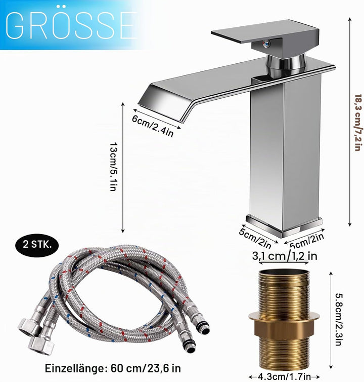 Wasserhahn Bad Waschbecken Einhebelmischer Waschbecken Wassersparend & Spritzwassergeschützt Edelsta