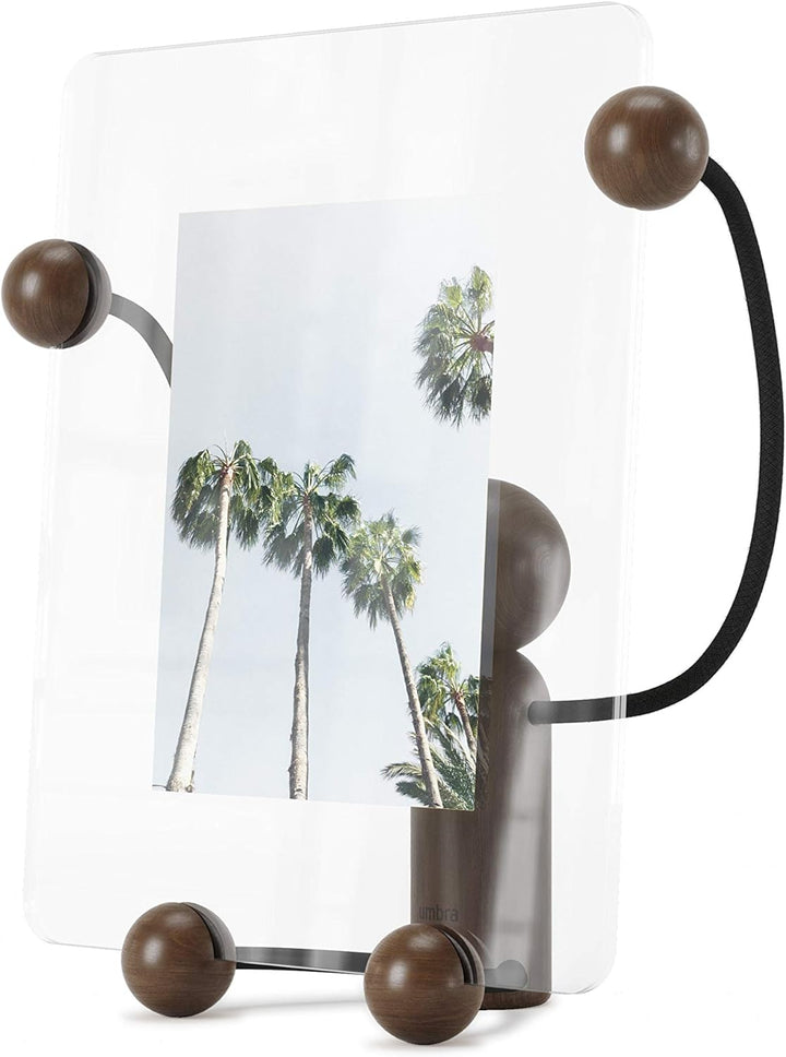 Umbra Woody 20 x 25 cm Bilderrahmen für den Tisch, Glas, Schwarz/Walnuss, Large Schwarz/Walnuss Gros