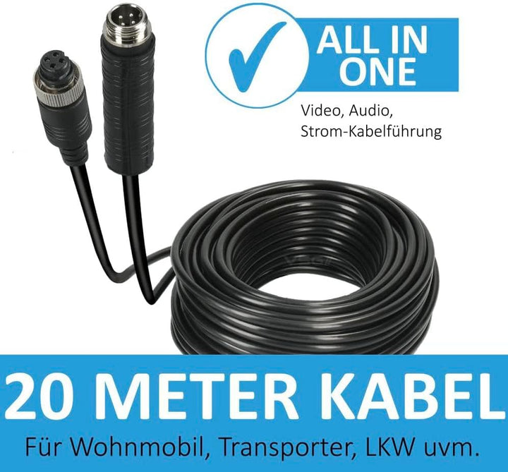 VSG24 Rückfahrkamera 7" Transporter-Set Transit inkl. Kamera, Monitor, Kabel - Wasserdicht Nachtsich