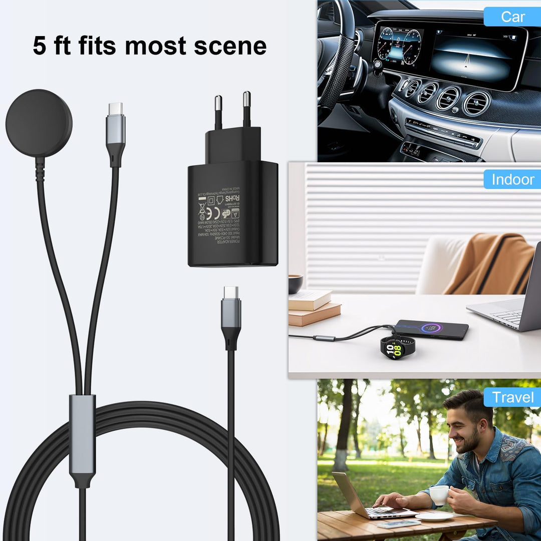 GAMOREK 2 in 1 Charger for Samsung Watch Charger,35W PD Fast Charging Compatible with Galaxy Watch 8