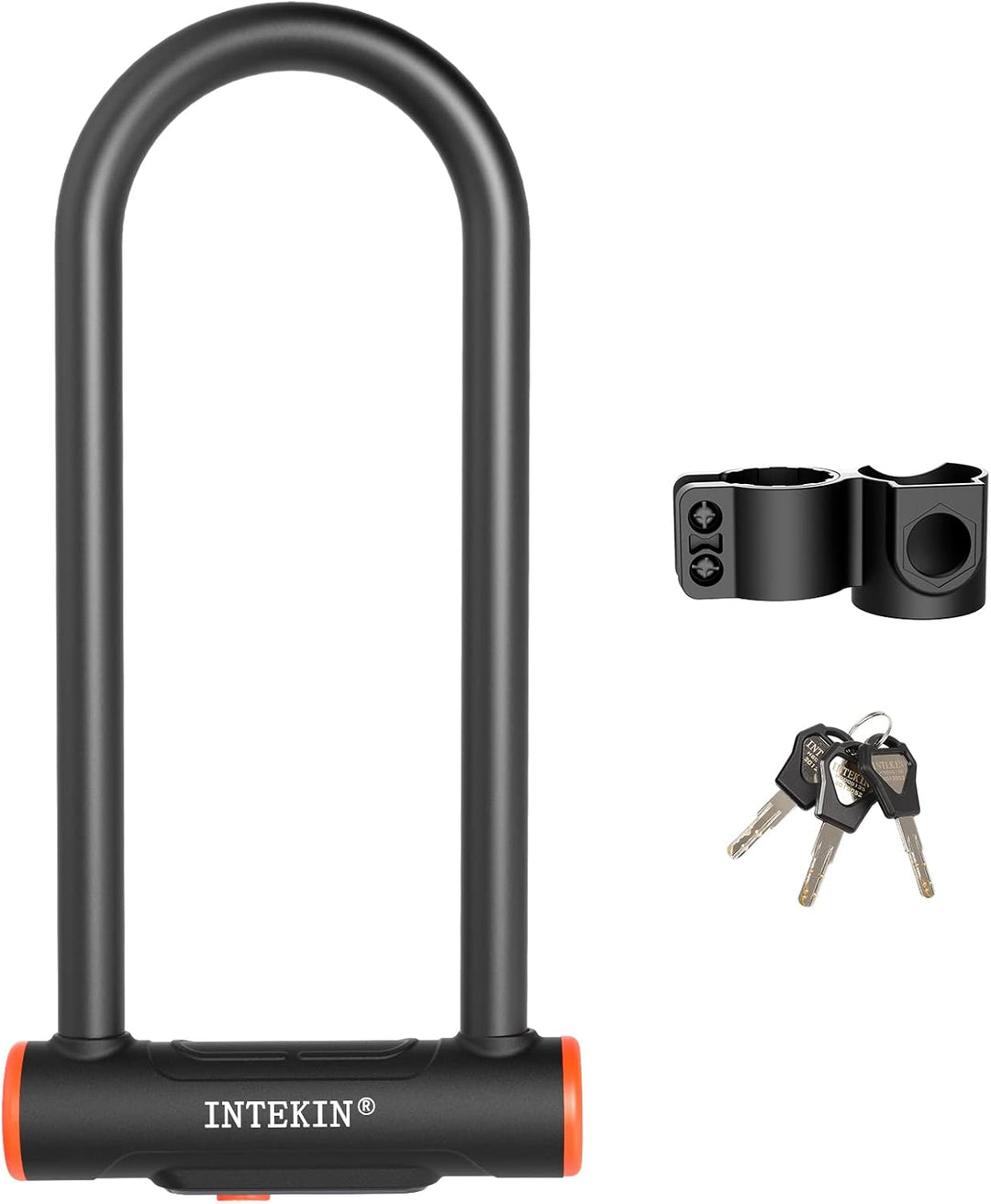 INTEKIN Fahrradschloss Bügelschloss mit Halterung, 16mm Fahrrad Bügelschloss mit 3 Schlüssel, Hohe S
