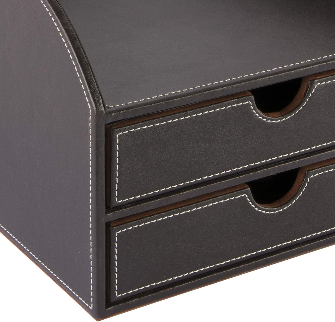 Osco Faux Leather 2 Tier Sorter with Letter Tray - Brown Single, Single