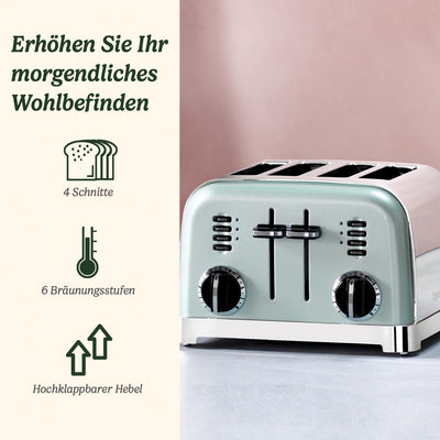 Cuisinart CPT180GE Style Collection 4-Schlitze-Toaster, Edelstahl, helles Pistaziengrün Green, Green