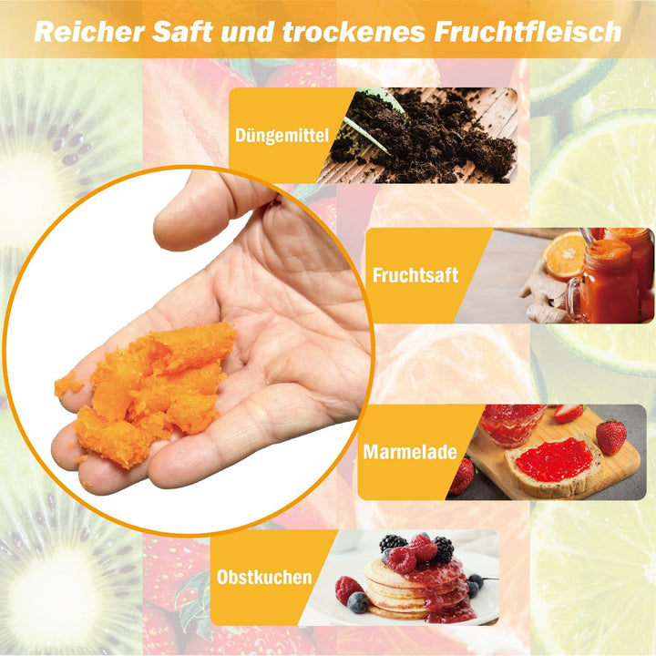 Muchen Slow Juicer Entsafter für Obst und Gemüse Ruhiger Motor Leichte Reinigung mit Rückwärts-Kau-F