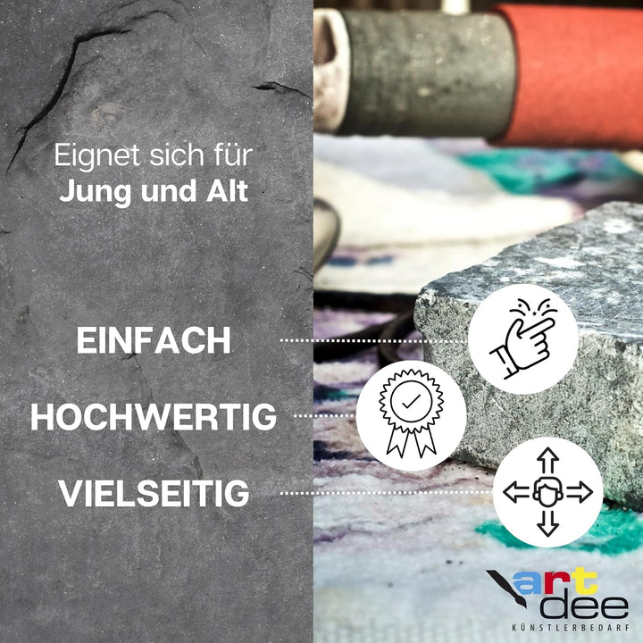 artdee Speckstein-Set: 1,5 kg Speckstein + 8 Feilen, 1,5 kg Speckstein + 8 Feilen