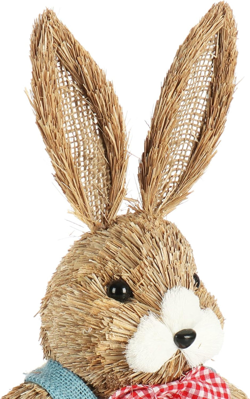 com-four® 2X Stroh Osterhase handgemacht - Deko-Osterhase zur Osterdekoration - Strohfiguren für Ost