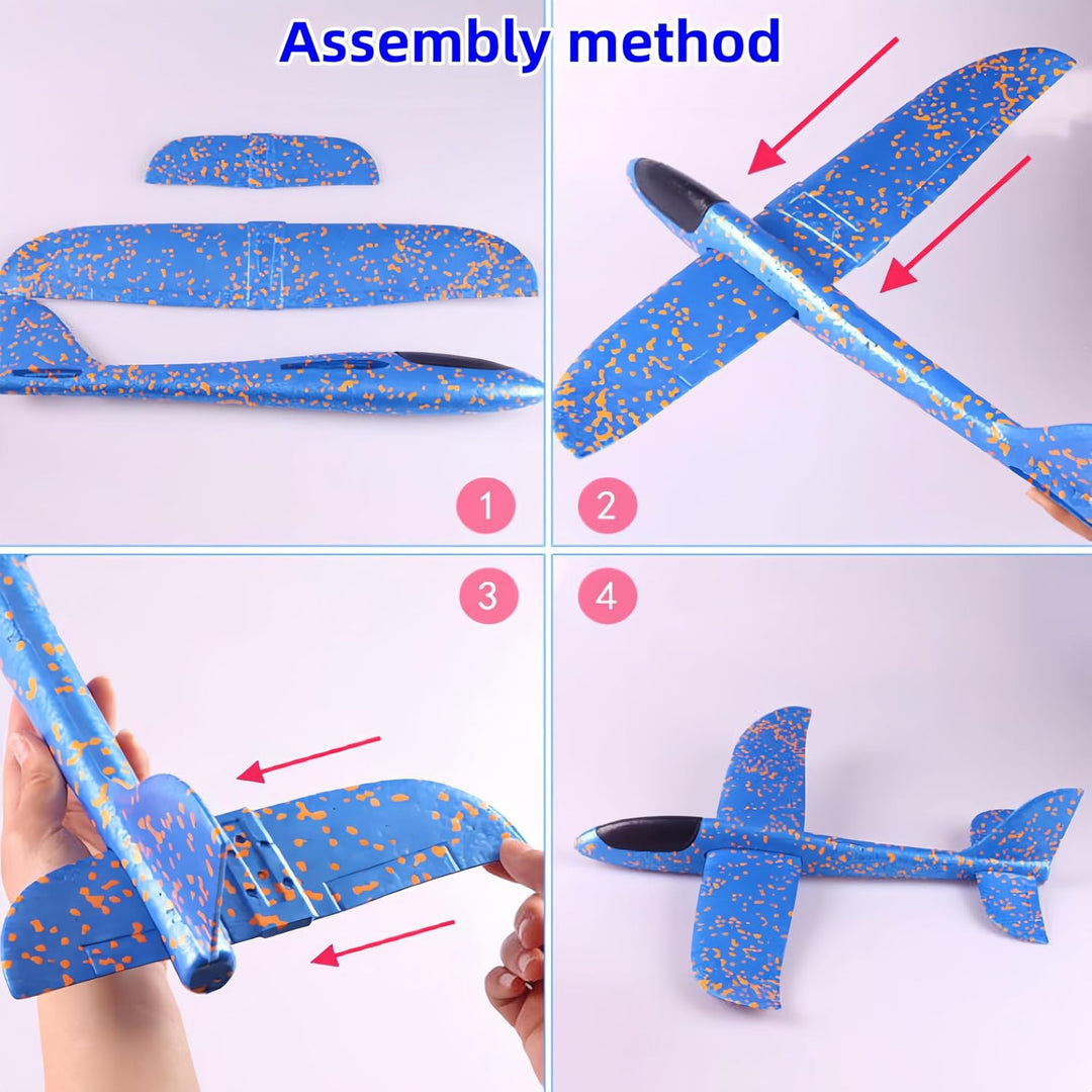 Luthando 4 Stück Styropor Flugzeuge Kinder - Styroporflieger Flieger Wurfgleiter, 38cm Styroporflieg