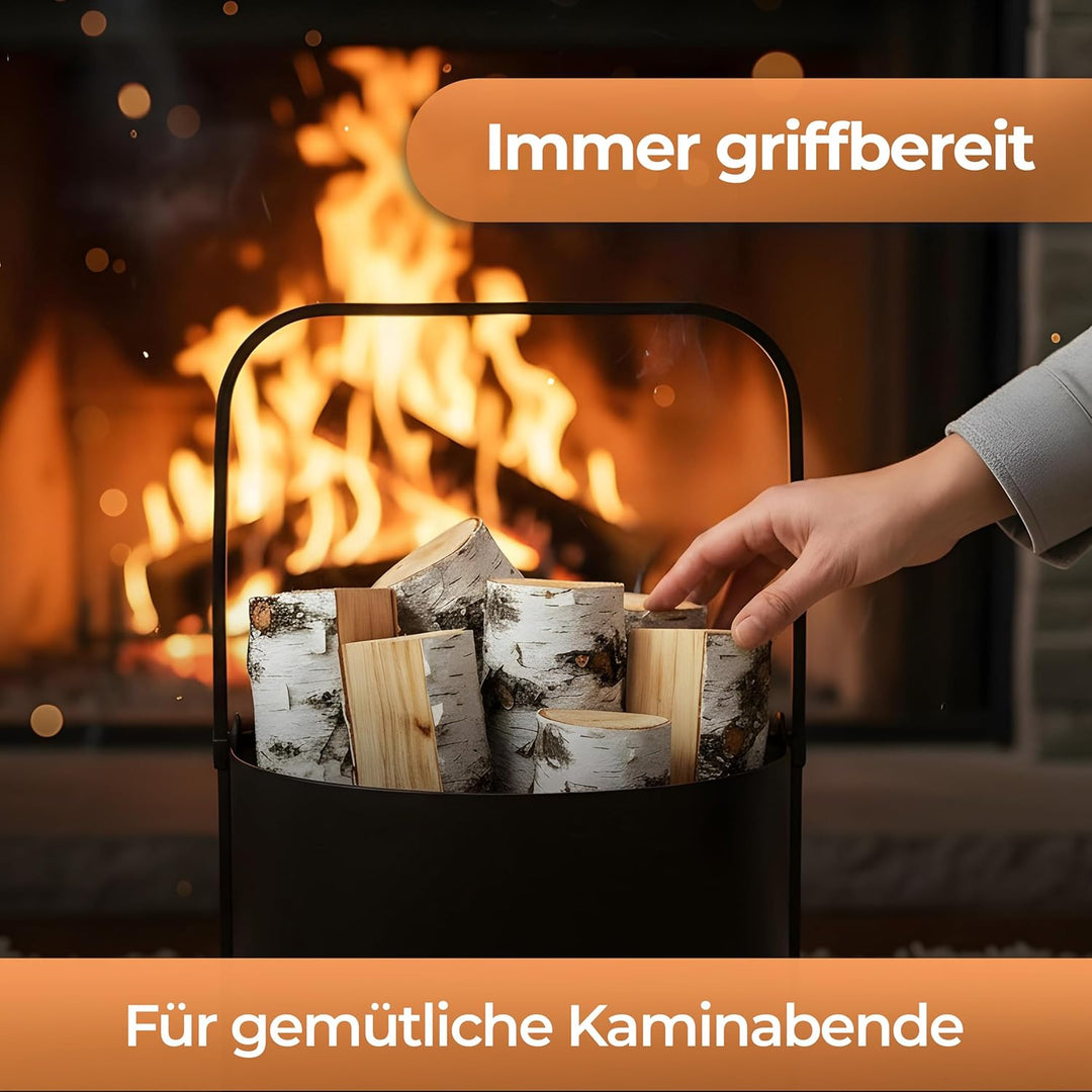 Kapaga - SET 2x Holzkörbe, Kaminholzkorb aus Metall ⌀ 35 cm + ⌀ 40 cm, Holzlager innen, Geschweisst