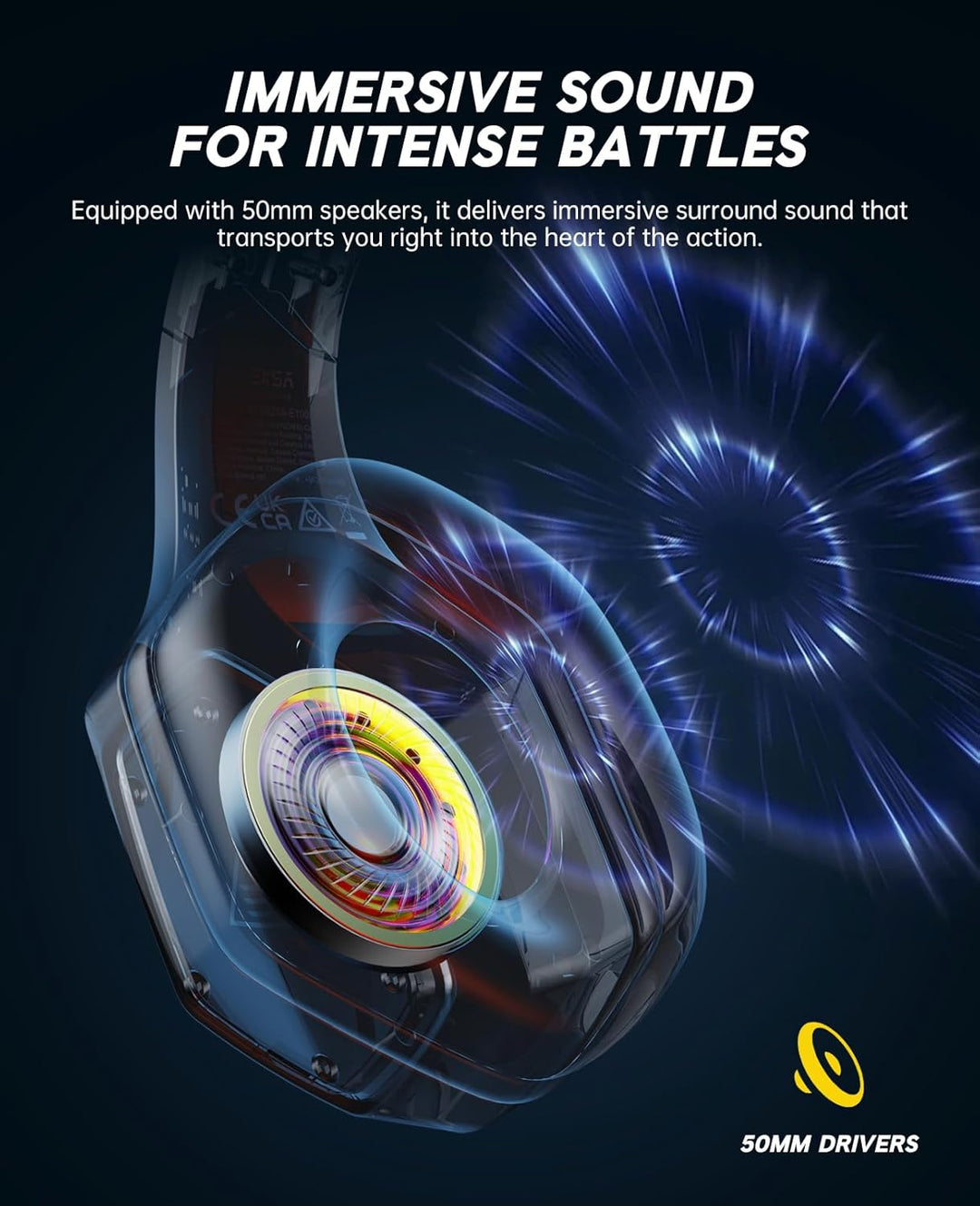 EKSA E1000BT Wireless Gaming Headset für PS5/PS4/PC/Switch/Mac, Bluetooth 5.4 Gaming Kopfhörer Kabel