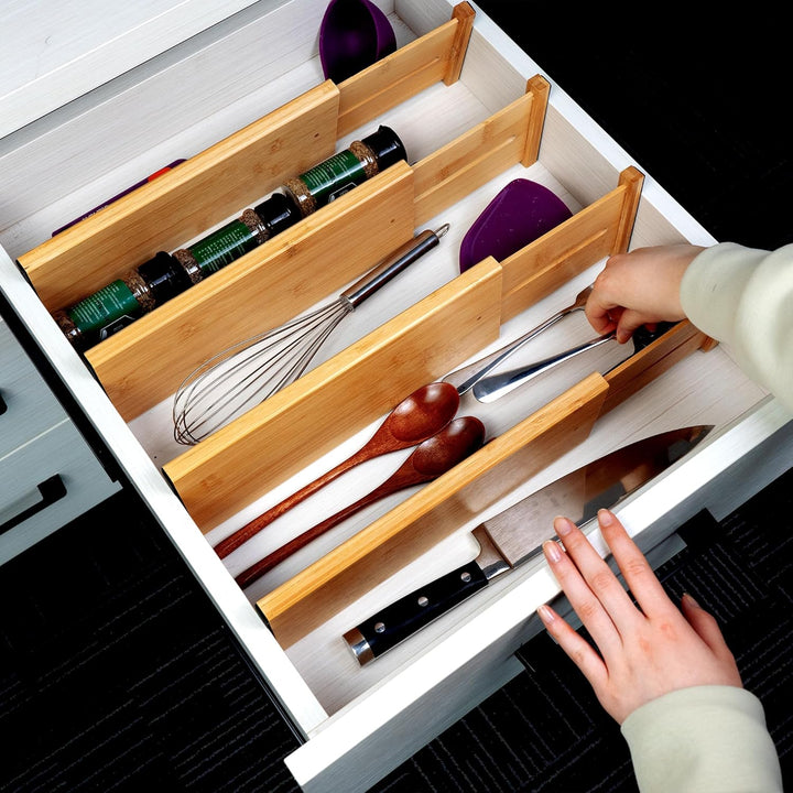 Utoplike Bamboo Dresser Drawer Dividers, 10,1 cm hoch einstellbare Schublade Organisatoren für Kleid