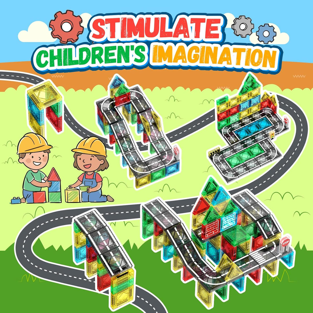 iKidiki 58 Stück Mini Magnetische Bausteine Reiseset, Spielzeug ab 2 3 4 5 6 Jahre Junge Mädchen Rei