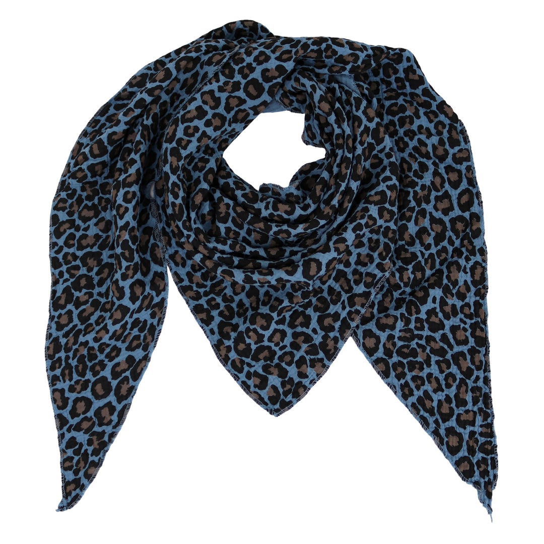Damen Musselin Halstuch Made in Italy mit Leoprint oder Unifarben – Leichtes Dreieckstuch für Frühli